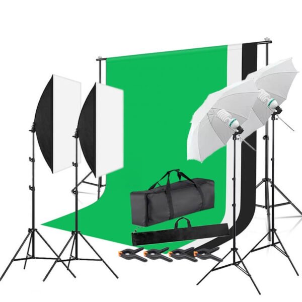 Fotostudijos komplektas su 3 fonais ir 4 šviestuvais - MIDI+ - Image 2