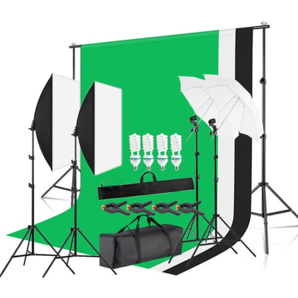Fotostudijos komplektas su 3 fonais ir 4 šviestuvais - MIDI+ - Image 1