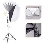 Reguliuojami fotostudijos led 85w šviestuvai su stovais – (komplektas su gervės alkūne) - Image 5