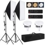 Fotostudijos komplektas su 3 fonais, 2 led šviestuvais, reguliuojamais pulteliu – MIDI LED - Image 11