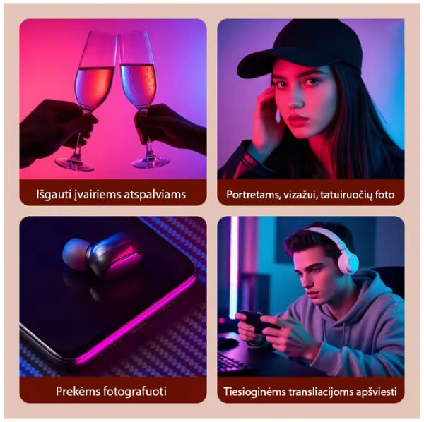 RGB LED žiedinė selfie lempa su stovu ir pulteliu – MAXI RGB - Image 10