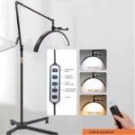 Pusmėnulio formos lempa su stovu ir ratukais + pultelis - Image 2