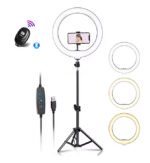 LED žiedinė selfie lempa su stovu – MAXI + bluetooth pultelis