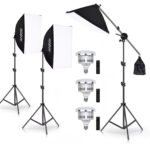 Reguliuojami fotostudijos led 85w šviestuvai su stovais – (komplektas su gervės alkūne)
