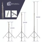 Tvirtas nerūdijančio plieno stovas su stabdžiais (280 cm) 1/4 ir 3/8 - Image 7