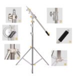 Tvirtas nerūdijančio plieno stovas su stabdžiais (280 cm), su gervės alkūne ir smėlio maišu - Image 7