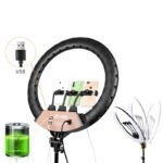 LED žiedinė lempa su 3 telefono laikikliais ir stovu – PRO PRO - Image 3