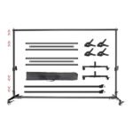 Fonų, dekoracijų tvirtinimo stovas su ratukais ir segtukais