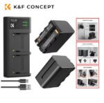 „K&F Concept“ baterijos NP-F970 (2 vnt.) + dvigubas kroviklis