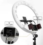 LED žiedinė lempa 100W su 3 telefono laikikliais ir stovu – PREMIUM - Image 6