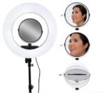 LED žiedinė lempa 96W su telefono laikikliu, veidrodžiu ir stovu – PREMIUM + - Image 9