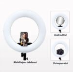 LED žiedinė lempa 96W su telefono laikikliu, veidrodžiu ir stovu – PREMIUM + - Image 10