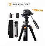 Profesionalus „K&F Concept“ trikojis stovas su valdymo svirtimi – 194 cm (+telefono laikiklis)