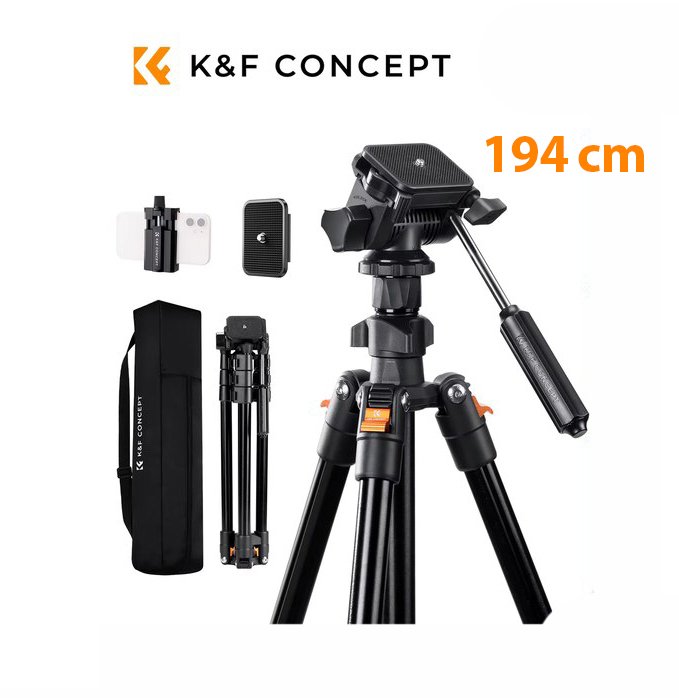 194cm-concept trikojis-nauja Profesionalus „K&F Concept“ trikojis stovas su valdymo svirtimi – 194 cm (+telefono laikiklis) - Image 1