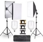 Trijų spalvų 135w galios fotostudijos softbox komplektas