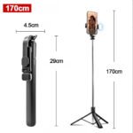 Asmenukių selfie lazda su stovu, LED apšvietimu ir Bluetooth pulteliu Z6 – 170 cm - Image 5