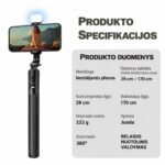 Asmenukių selfie lazda su stovu, LED apšvietimu ir Bluetooth pulteliu Z6 – 170 cm - Image 10